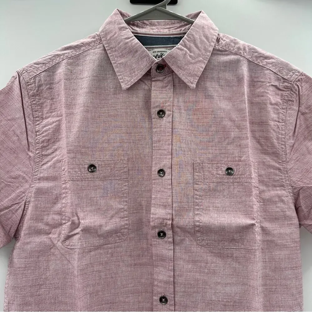 Flag & Anthem Mauve 100% Cotton Short Sleeve Button Down Shirt Sz S NEW‎